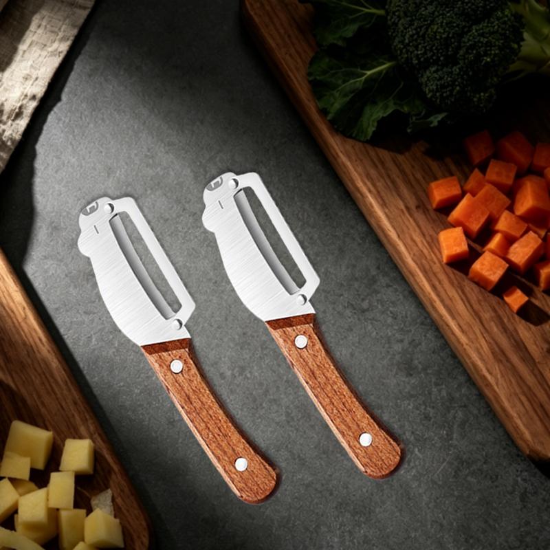 Kitchen Peeler Multifunctional Fruit Sugarcane Peeler Wooden Handle for Household Vegetables Fruit Pumpkins Scraping Tools