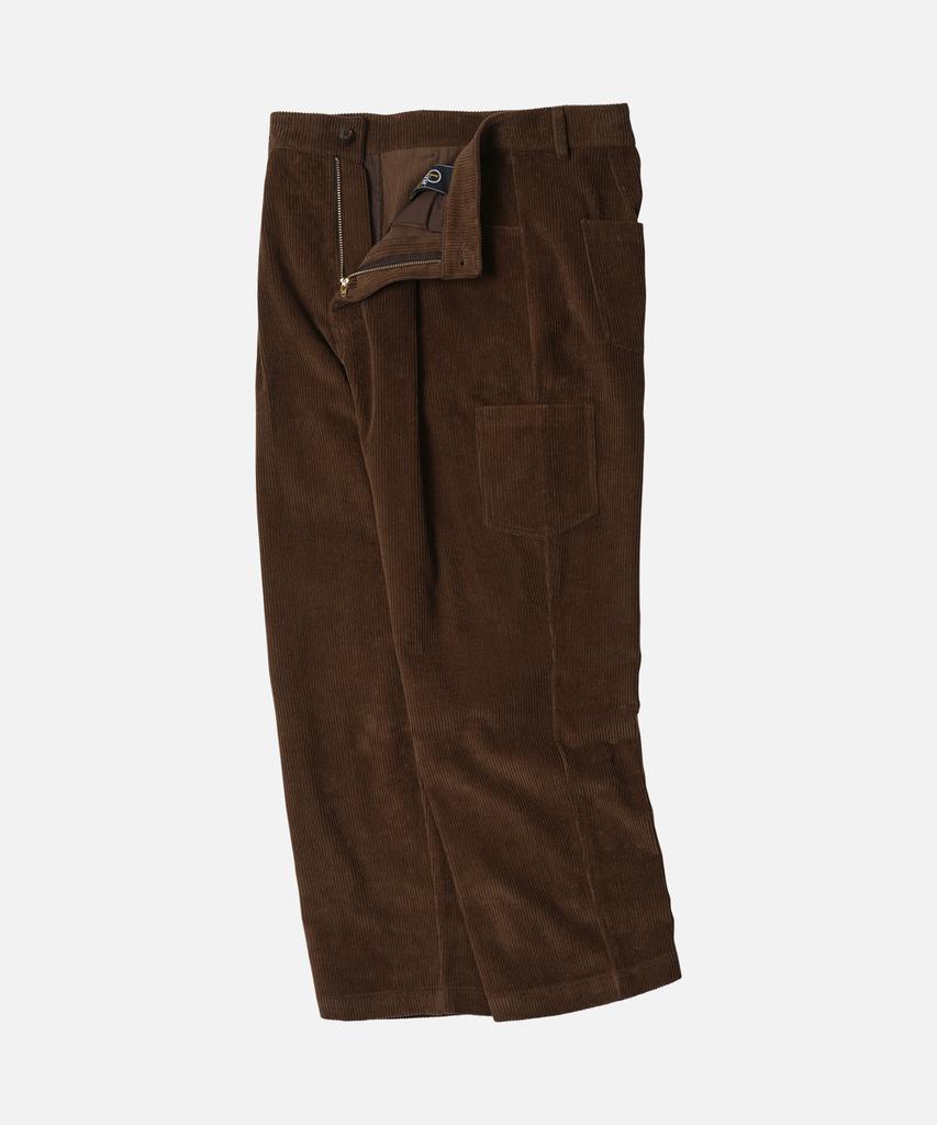 FRIZMWORKS Cord-Weite Hose mit einer Falte _ Braun