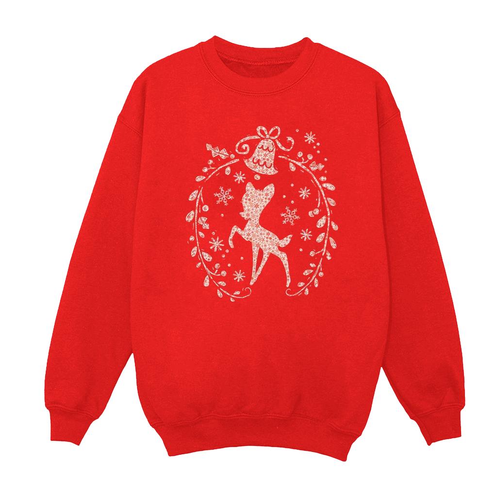 Disney Womens/Ladies Bambi Christmas Wreath Sweatshirt