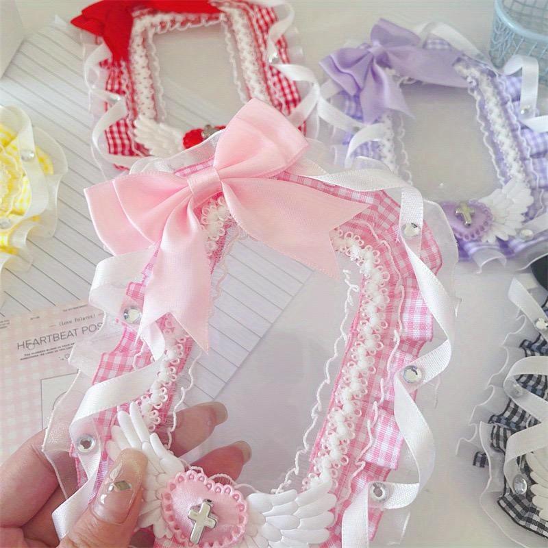 Lace Sleeve Bow 3-inch Photo Holder DIY Fabric Photo Holder Bag for School