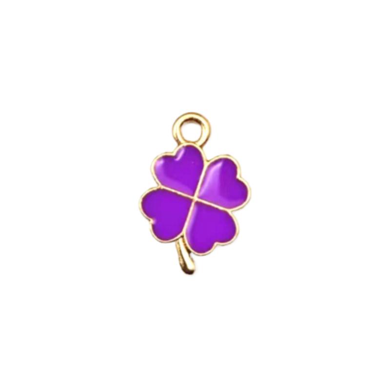 200 Golden-Tone Clover Charms with Glossy Green Enamel Four-Leaf Good Luck Pendants for Necklace Earring Bracelet Jewelry Making