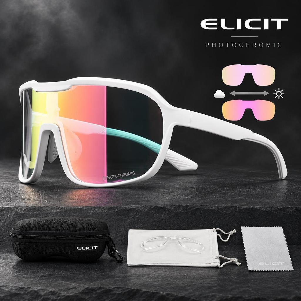 ELICIT New Men's UV400 Photochromic Cycling Sunglasses Women Sports Running Eyewear for Men Glasses Road Bike Bicycle Goggles 7