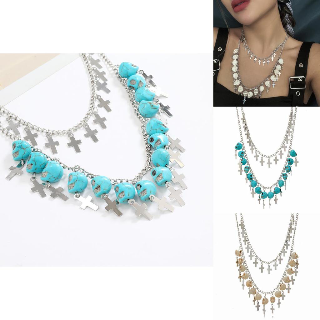 Skull Cross Jewelry With Electroplated Alloy Pendant For Halloween Accessories