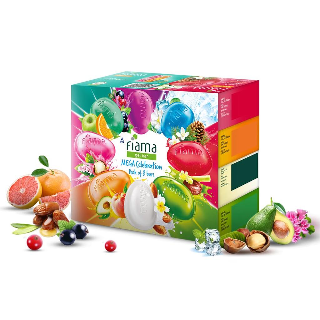 Fiama Gel Bathing Bar Mega Celebration Pack 125g X8 With Lavender Skin Conditioner Soap For Moisturized Soft Glowing Skin