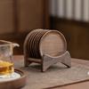 Black Walnut Tea Ceremony Coaster & Cup Holder - Solid Wood, Heat Insulated Pad for Kung Fu Tea Sets