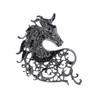Hollow Out Rhinestone Horse Head Brooches Casual Metal Badge Pin Zodiac Animal Pins  for Women