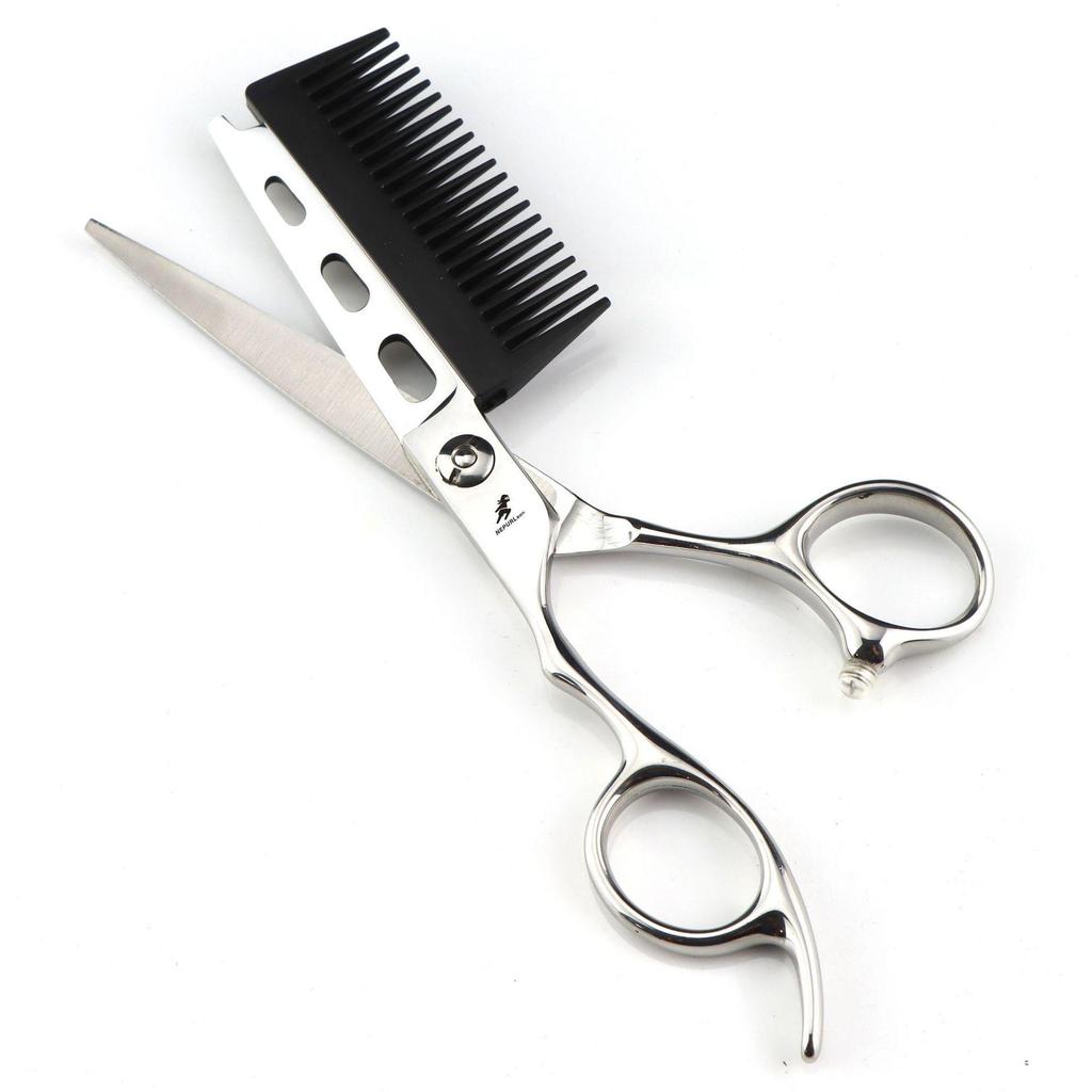6.0" Left-Handed Hairdressing Scissors with Comb - Barber, Straight, Bang Scissors