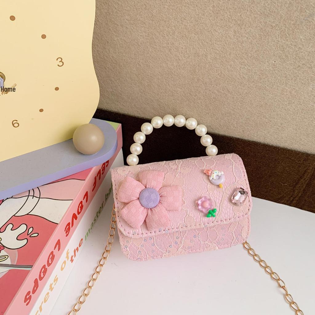 Koreanische Kamelie Schleife Perlen Schulter- und Crossbody-Tasche für Kinder