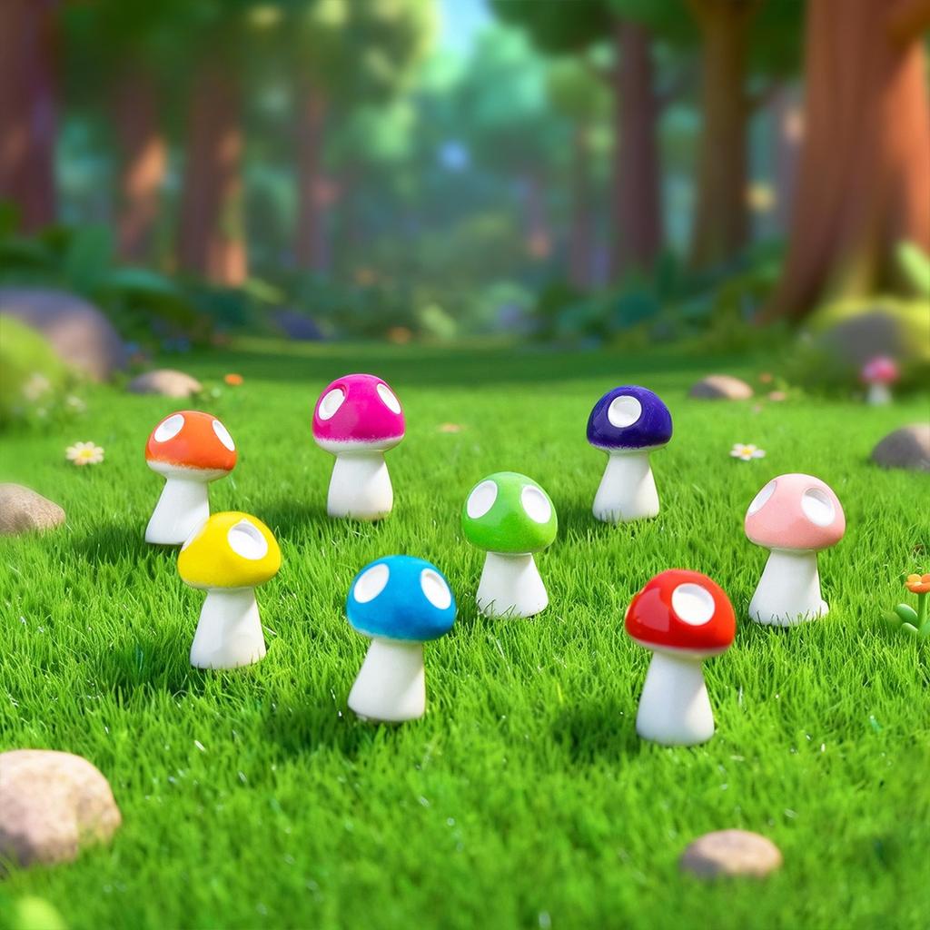 8 PCS Micro landscape DIY mushroom decoration set
