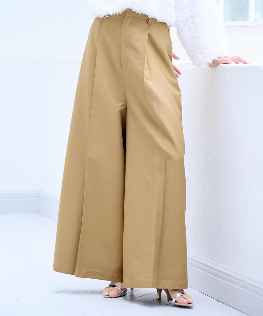 Yours BFXN2062 Oversized Wide Size M Women's One-Tuck Pants, Camel,