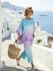 1116 Ladies Crew Neck Elegant Pattern Printed Bohemian Casual Suit