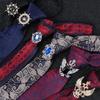 Men'S Emperor Rhinestone Collar Ring Clip Tie Hoop Vintage Knight Tie Hoop Business Shirt Tie Button Brooch