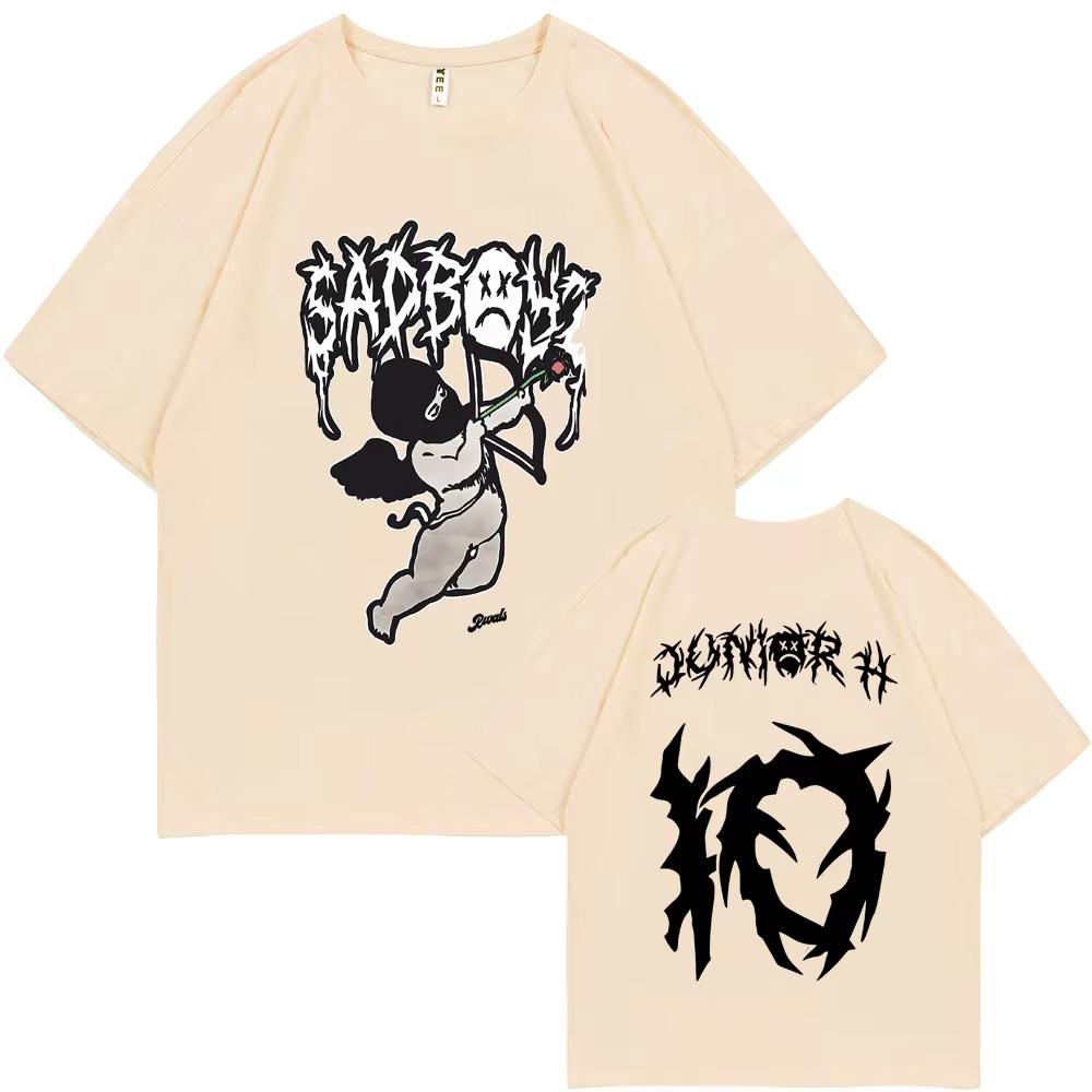 Singer Junior H Sad Boyz Graphic T-shirt Summer Men Women Hip Hop Oversized Harajuku Short Sleeve Men's Casual Pure Cotton Tees