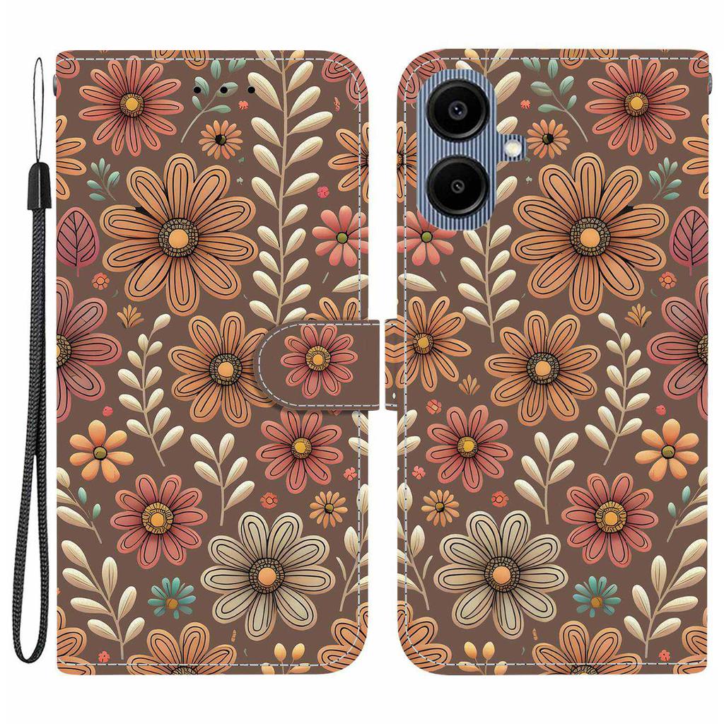Wallet Case for Samsung Galaxy A07 4G/A06 4G/A06 5G Pattern Printing Leather Stand Phone Cover with Strap