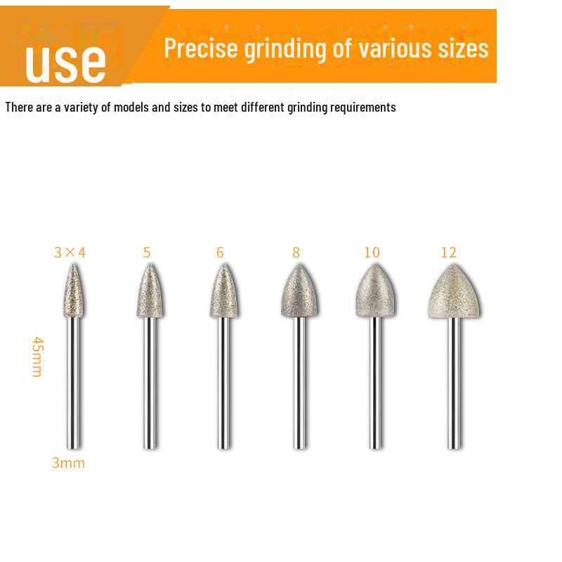 3mm Diamond Grinding Heads for Electric Grinder – Cylindrical, Bullet, Umbrella, Ball Shapes