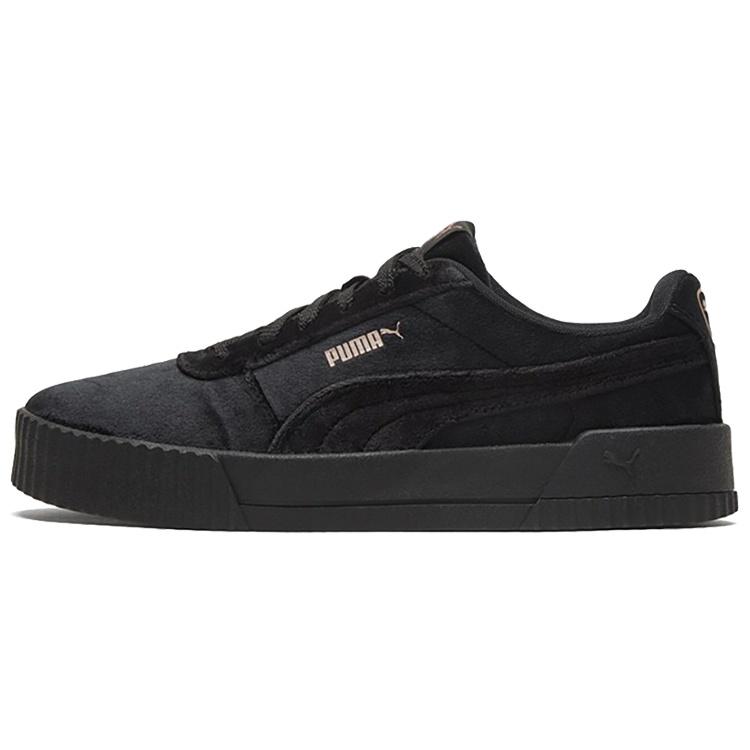 (WMNS) PUMA Carina Velvet Black/Gold Women s 375886-01 EU 35.5