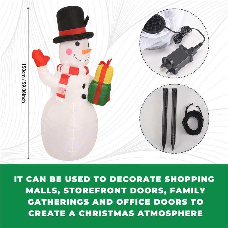 

ABWR-150Cm LED Illuminated Inflatable Snowman Air Pump Night Lamp Inflatable Toys Indoor Outdoor Christmas Decor