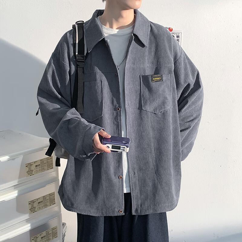 Men's Corduroy Long Sleeve Lapel Shirt Jacket