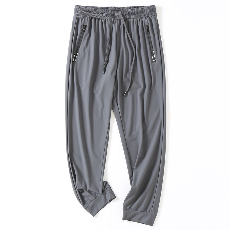 Export Export Tail Single Summer Thin Straight-leg Casual Pants Men's Fashion Brand Ankle Banded Ice Silk Quick-Drying Stretch Sports Pants
