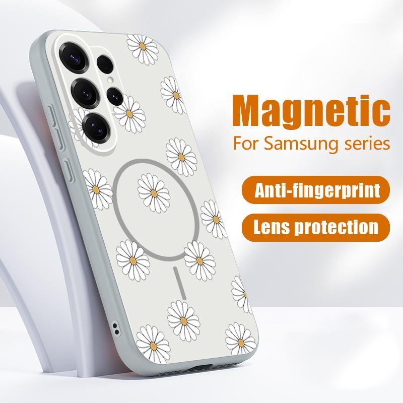 Custodia con Motivo Floreale a Cartone Animato Per Samsung Galaxy S26 Ultra S25 Edge S24 Plus S23 FE S22 A17 A54 A55 A56 A57 5G Magnetica Per Magsafe Copertura Opaca