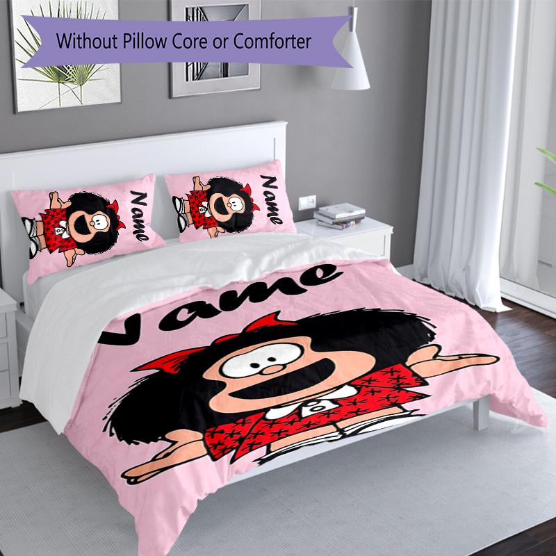 3pcs Custom Name Mafalda Set,Includes 1 Duvet Cover and 2 Pillowcases,All-season Bedroom Decor