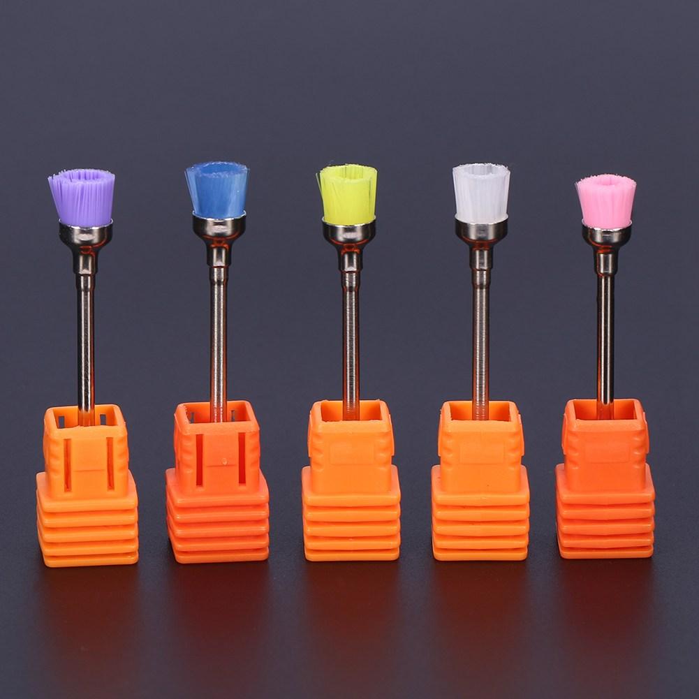 5pcs Nail Polish Grind Drill Clean Brush Head for Electric Nail Drill Machine Nail Dust Remover
