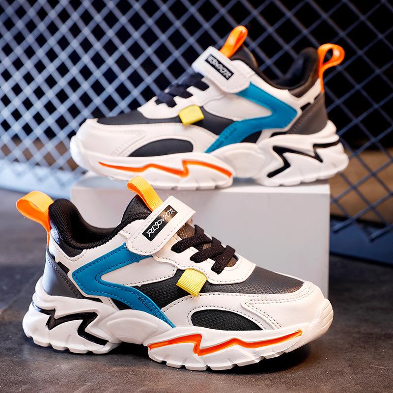 Boys' Shoes Spring and Autumn Breathable Mesh Shoes Winter Velvet Warm Children's Cotton Shoes Medium and Older Children's Sports Shoes Dad Shoes