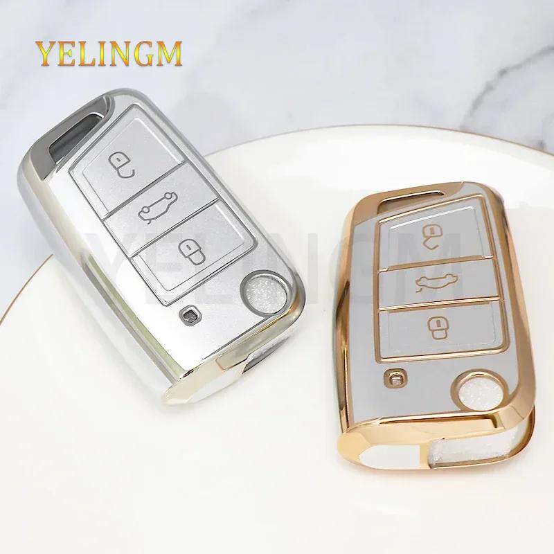 TPU Car Shell Fob Key Case Full Cover For VW Volkswagen Golf 7 MK7 Tiguan MK2 For SEAT Ateca Leon FR 2 Ibiza For Skoda Octavia