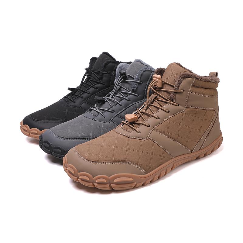 TUINANLE Winter Footwear Barefoot Shoes Womens Hiking Boots Wide Toe Box Walking Shoes Men Plush Boots