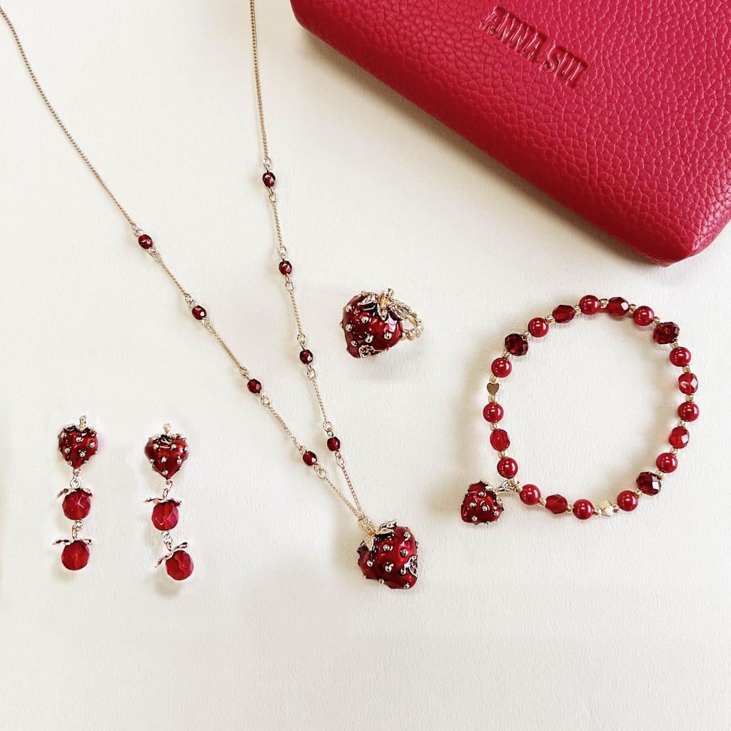 Anna Sui Strawberry Motif Swing Earrings SAMA1489 XR