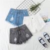 Plus Size Women's High-Waist Ripped Denim Shorts - Summer Loose Fit, Raw Edge, A-Line Style
