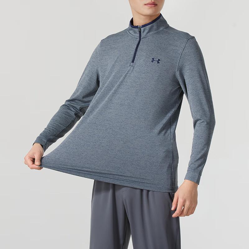 Under Armour Solid Color Comfortable Breathable Training Running Long Sleeve Fitness T-Shirt Men Tops Gray 1327040-044