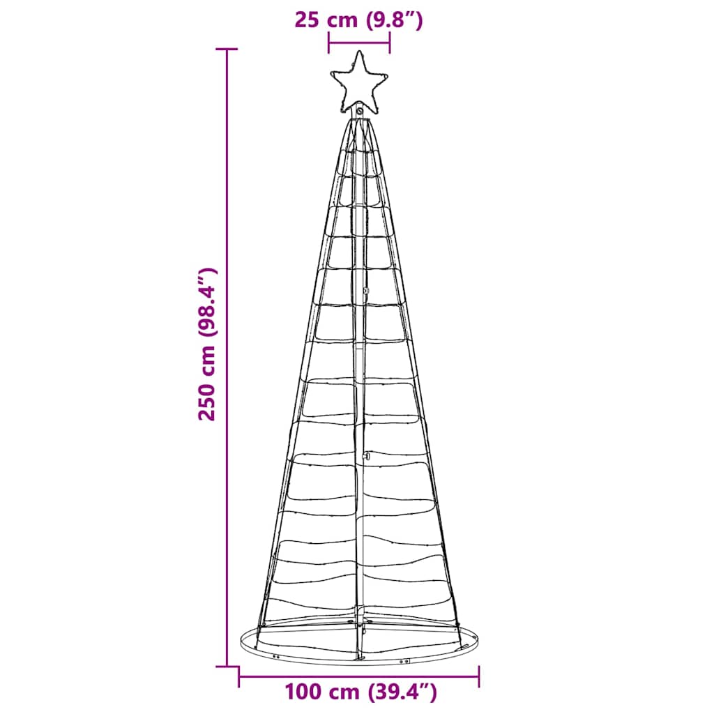 LED Christmas Tree with 390 Warm White LEDs 250 Cm Iron