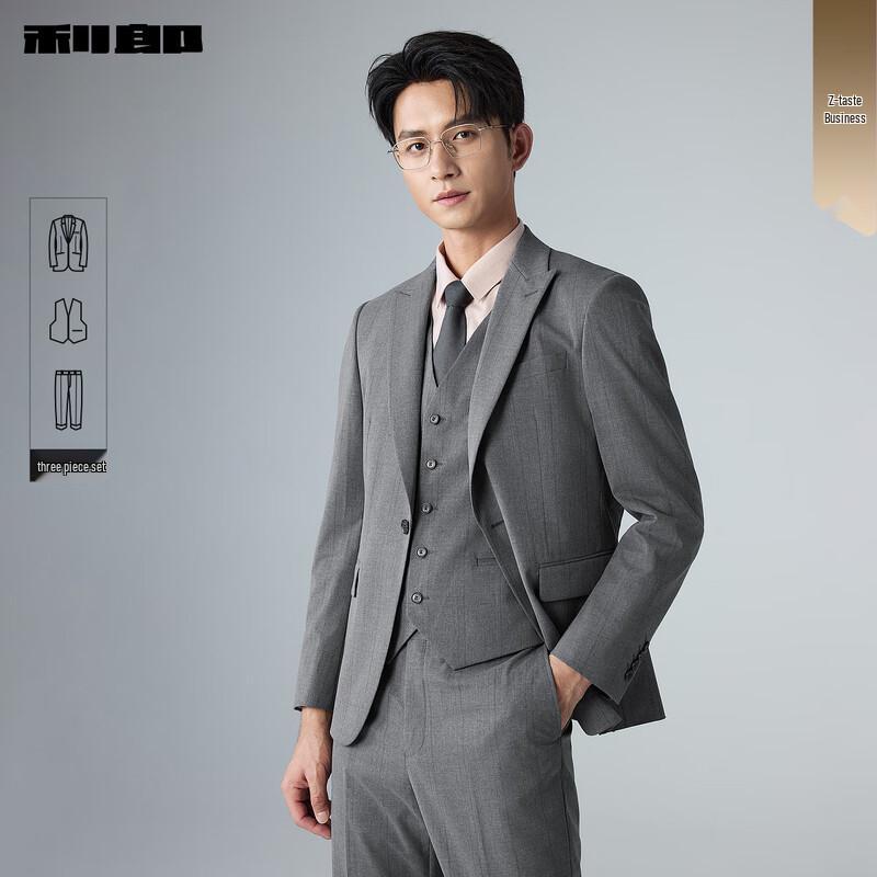 

LILANZ Men s Striped Peak Lapel Three-Piece Suit with Cropped Trousers 185/90A
