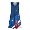 Women's Summer Casual Sun Skirt With Pocket V-Neck Independence Day Printed Loose Vest Dress