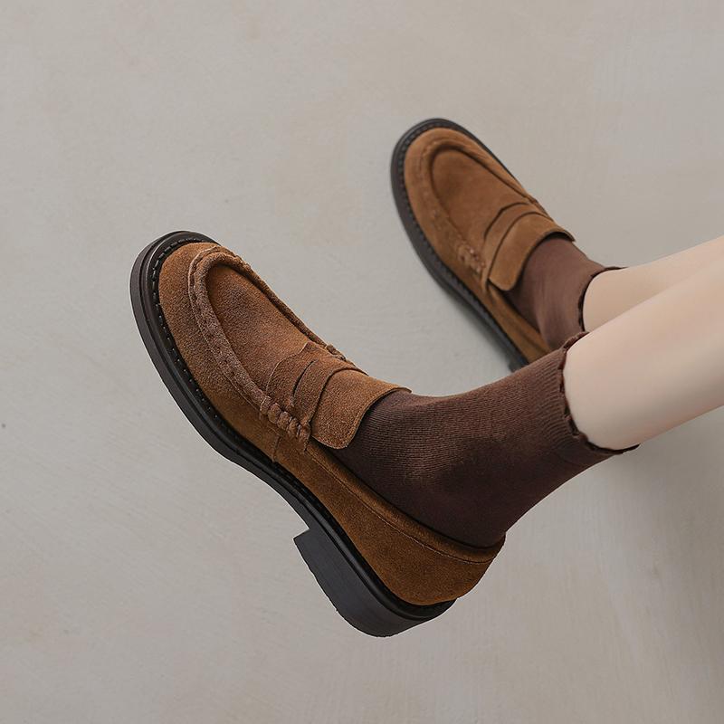 Fashion NEW Autumn/Spring Women Loafers Genuine Leather Shoes for Women Round Toe Chunky Heel Women Pumps Platform Shoes