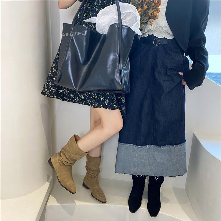 Pointed thick heel suede western cowboy short boots women's boots 2025 autumn new Martin boots fashion versatile single boots