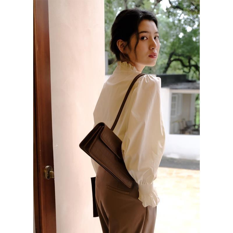 Hemden Damen Frühling All-Match V-Ausschnitt Stilvolles Koreanisches Design Retro Bequem Elegant Lässig Trendig Rüschen Neu Schick Sanft