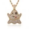 Halloween Ghost Emoji Pendant Necklace Men Women Stylish Copper Charm With Gold Rose Finish
