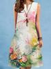 Summer Beach Floral Print Dress For Women Casual Sexy Sleeveless V-neck Loose Mini Dress Elegant Woman Short Dress Vestidos