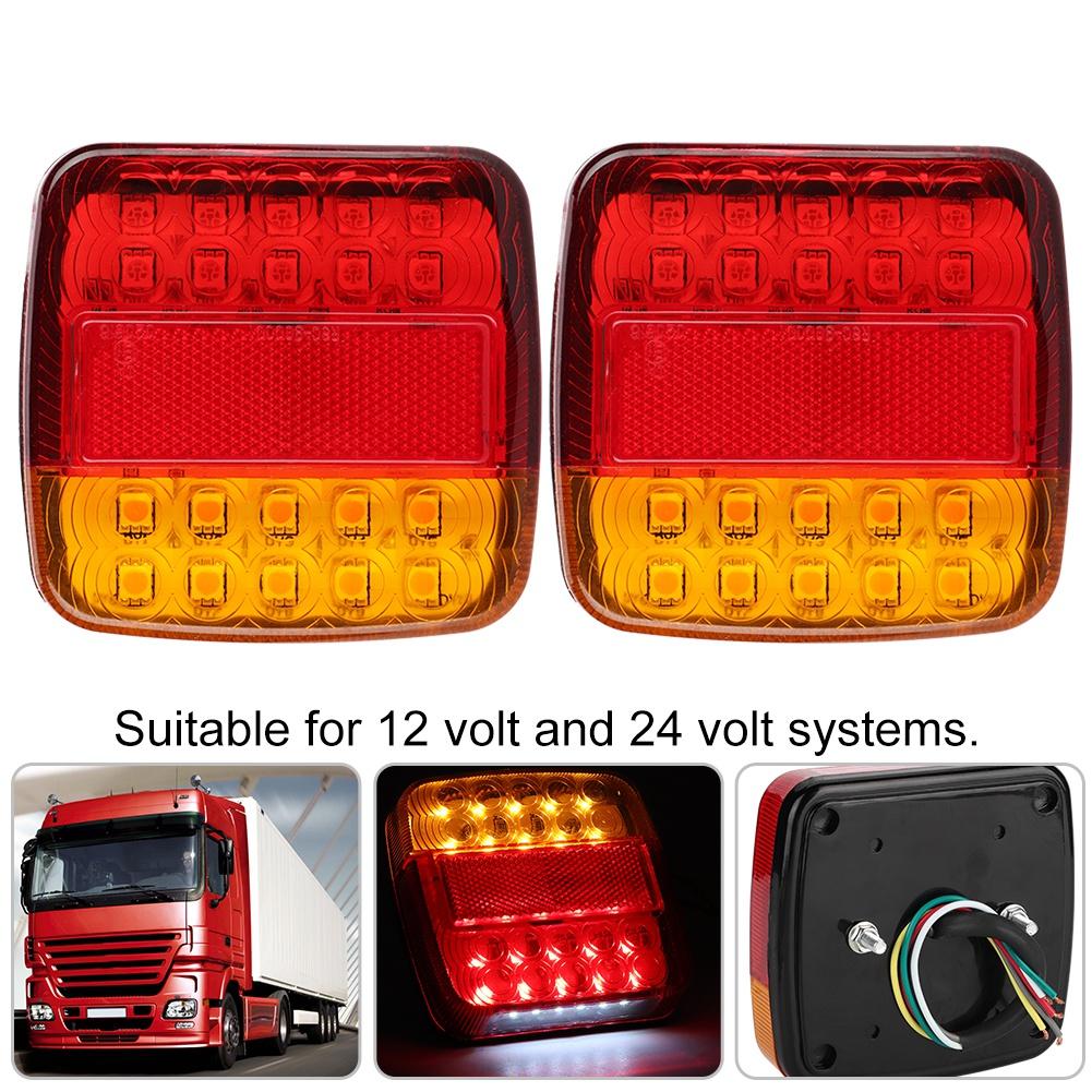 2Pcs 12V 20LED Double Colors Rear Lights for Trailer Truck(red Yellow Lamp Cover)