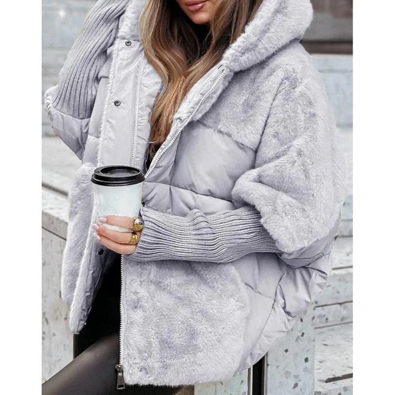 Stitching Cotton Jacket Zipper Jacket Lady Solid Color Down Cotton Winter Women Jackets Fashion Casual Style Cotton Clothes