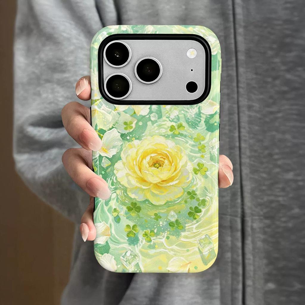 Film 2-in-1 oil painting lotus for iphone17promax Apple 15PRO/16 mobile phone case