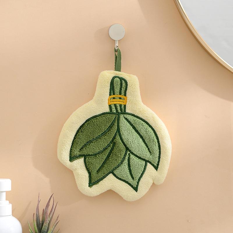 Cute Cartoon Quick-Dry Hanging Towel - Thickened Coral Fleece for Kitchen & Bathroom Use