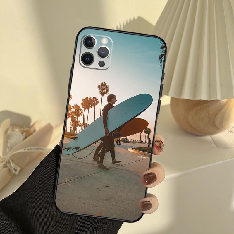 Surf Surfboard Case For iPhone 11 12 13 14 15 16 Pro Max Cover For iPhone 13 12 Mini XR X XS Max Plus
