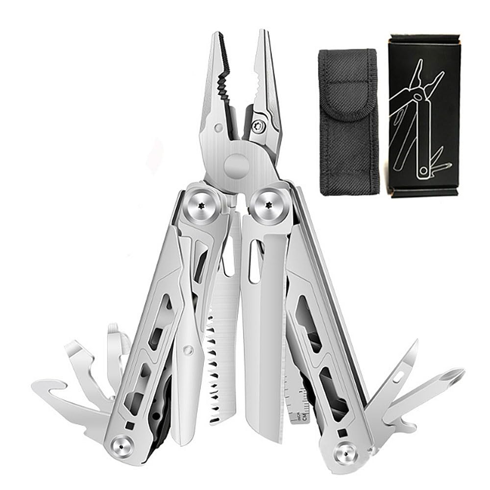 Outdoor with Locking Outdoor Tape Can with Nylon Ideal for and Emergency Preparedness 16-in-1 Multi-Purpose Pliers, Multi-Tool Function, Cutter,