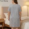 Women Plus Size Nightgown Knit Print Short Loose Loungewear Sleep Dress Casual Home Wear