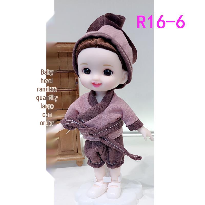 16cm 8-Point BJD Princess Doll with Denim Wedding Dress & Accessories - 6" Dress-Up OB11 Clothes, Tops, and Shorts