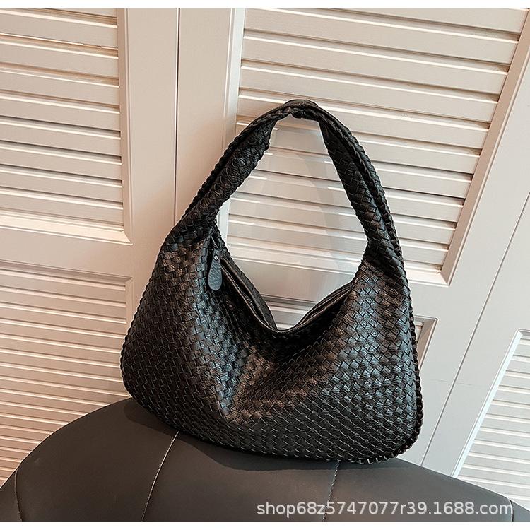 PU Woven Bag High-end Sense Bag Women's Simple Shoulder Tote Bag Korean Version Casual Armpit Hand-held Dumpling Bag