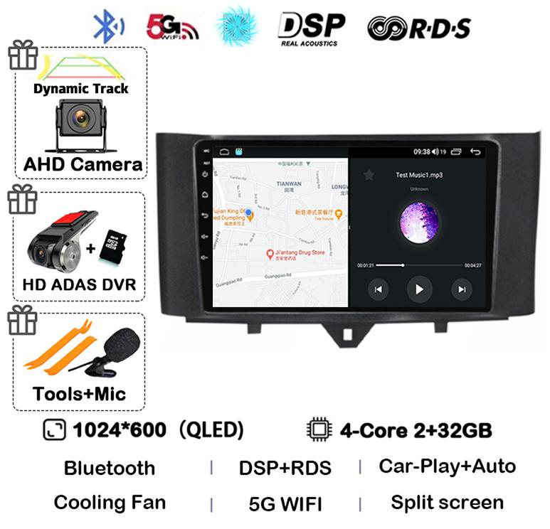 Android 14 Carplay Car Radio For Mercedes Benz Smart Fortwo 2006 -2011 2012 2013 2014 2015 Multimedia Video Player GPS Stereo 4G